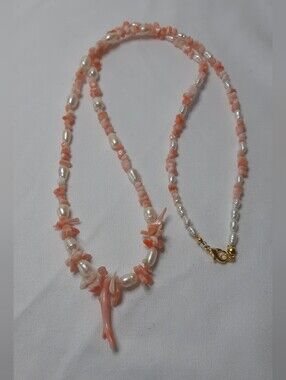 Genuine Coral And Freshwater Pearl Necklace